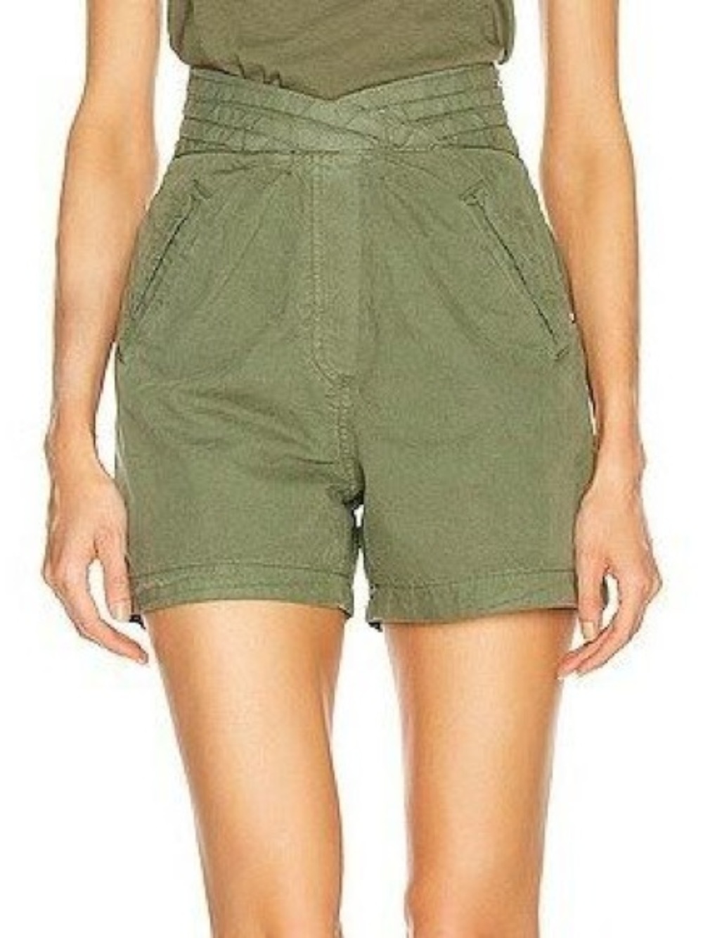 RtA x Revolve High-Waist Cotton Olive Green Women’s Pull On Shorts